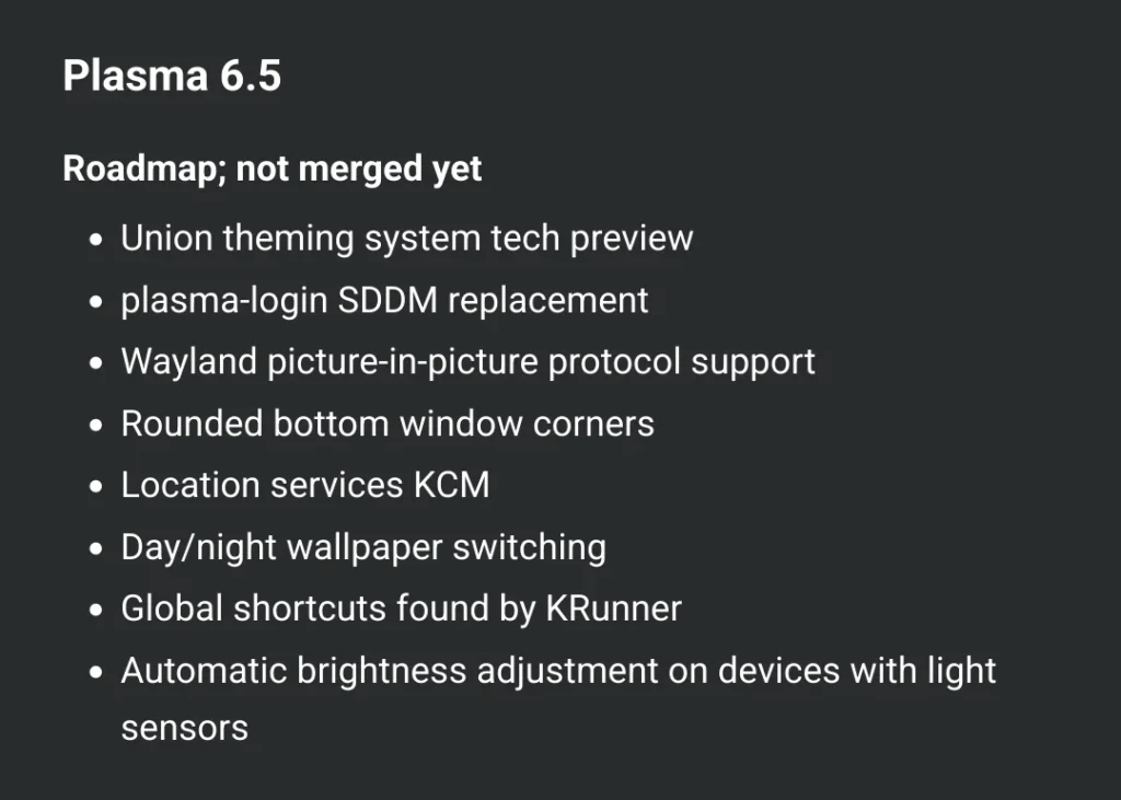 Plasma 6.5 Novità