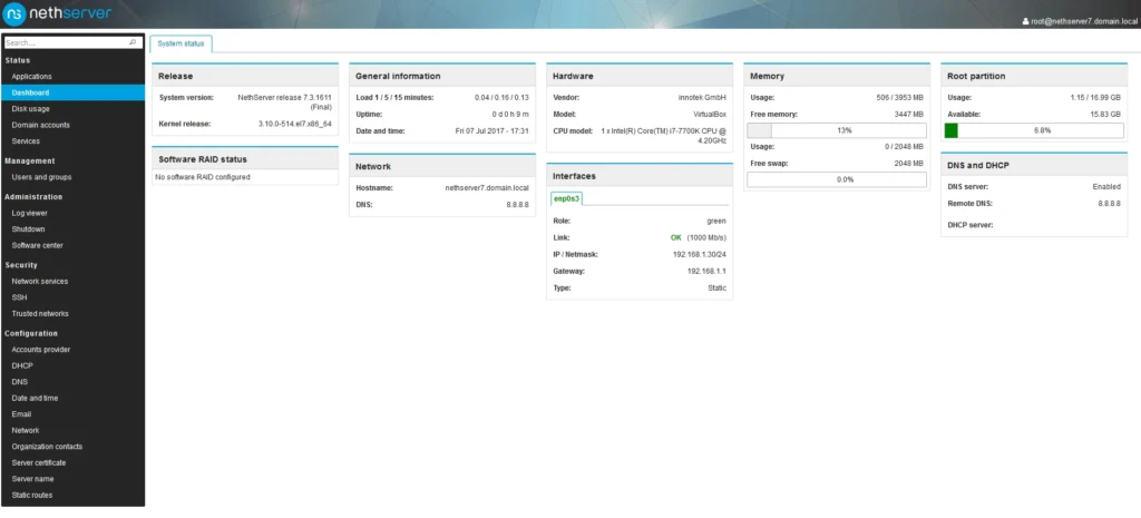 NethServer Dashboard