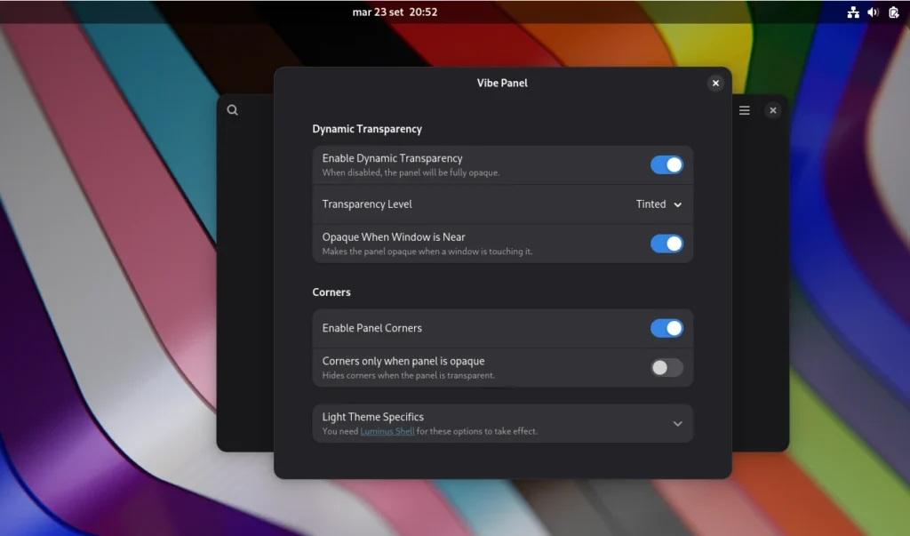 vibe panel gnome shell