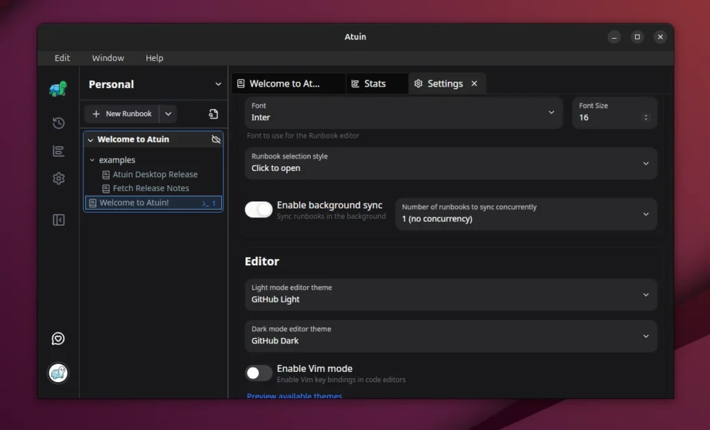 Atuin Desktop preferenze