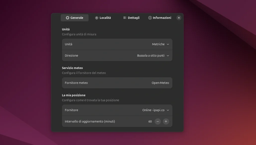 SimpleWeather Preferenze