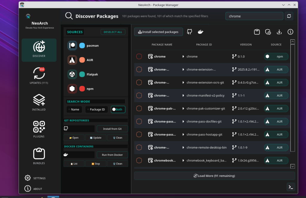 neoarch package search