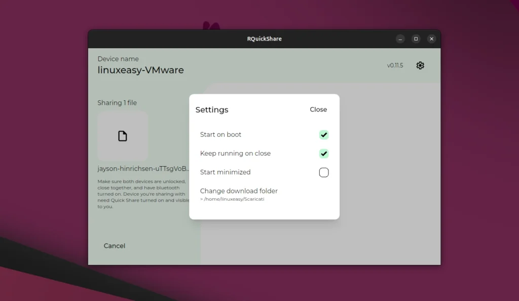 rquickshare preferenze